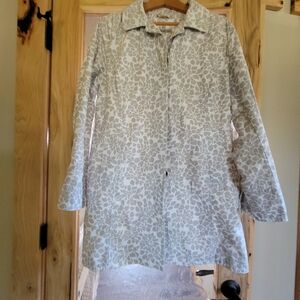 Eddie Bauer White Floral Rain Trench Coat